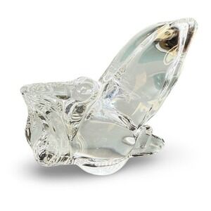 Signed Steuben Crystal Stork &‎ Baby Figurine Etched Glass Art